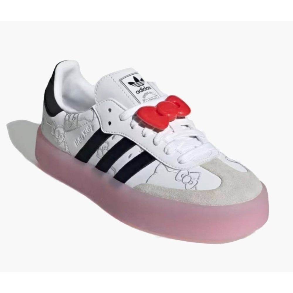 Adidas Hello Kitty HK x Sambae White Black Pink Red Bow Women's 8 / mens 7 NEW